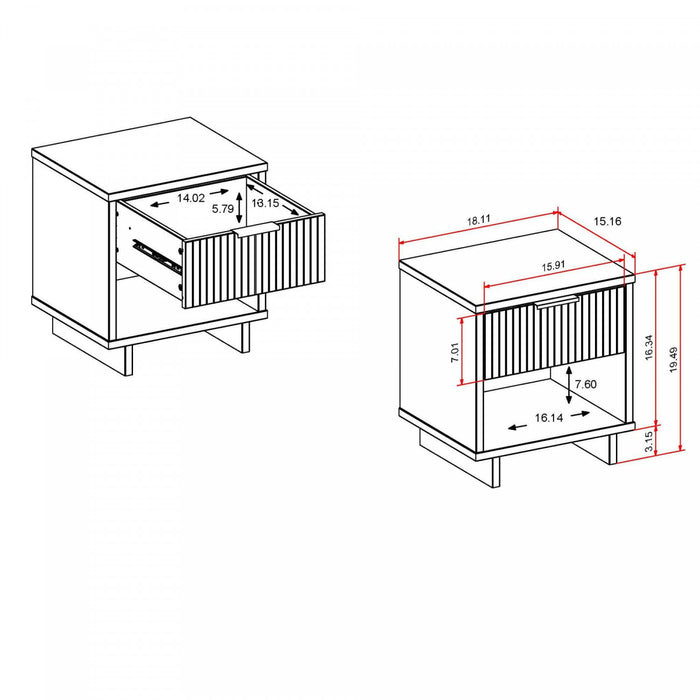 Granville Modern 18\" Nightstand in Midnight Blue (1-Drawer) - Set of 2