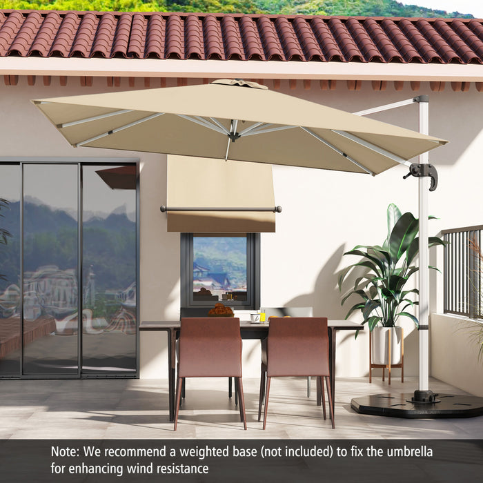 Costway 10 FT Patio Cantilever Umbrella Outdoor Aluminum Hanging Offset Umbrella w/ 360° Rotation Beige