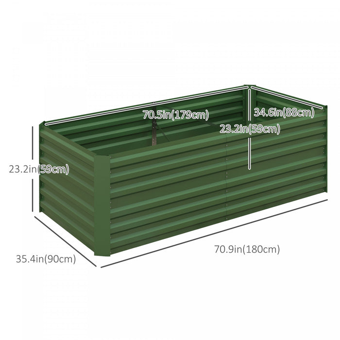 Outsunny Raised Garden Bed, 71\" X 35\" X 23\" Galvanized Steel Planters For Outdoor Plants With Multi-reinforced Rods For Vegetables, Flowers And Herbs, Green