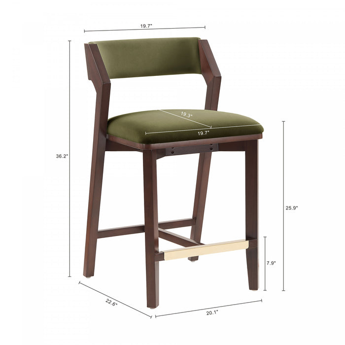 Patricia Modern Wood Upholstered Counter Stool in Turtle Green Bar Stool