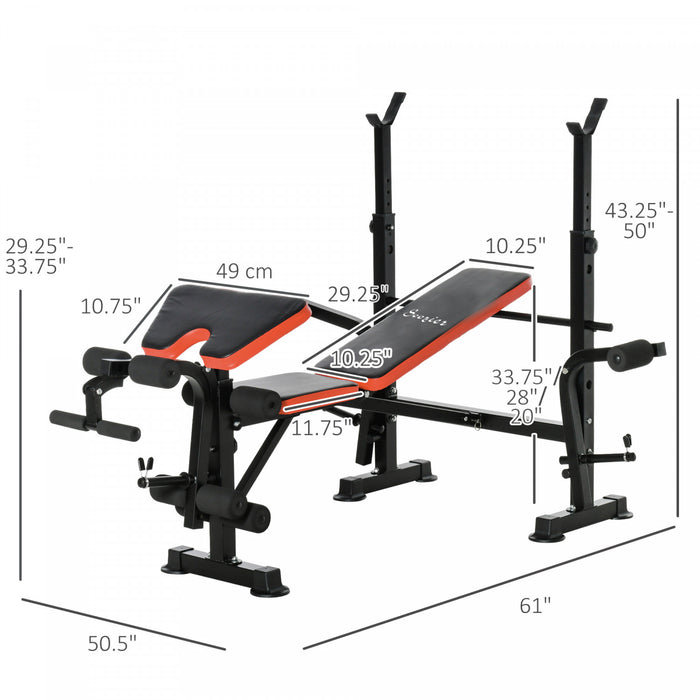 Soozier Adjustable Weight Bench With Leg Developer Barbell Rack For Weight Lifting And Strength Training Multifunctional Workout Station For Home Gym Fitness
