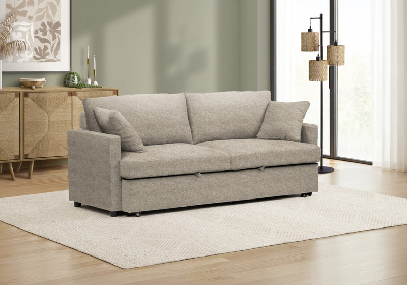 Sleeper Sofa, 78\" Length, Convertible Sofa Bed, Light Beige Fabric Sleeper Sofa