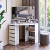 HOMCOM Corner Vanity Table, Makeup Desk with 3-piece Mirror and 5 Drawers