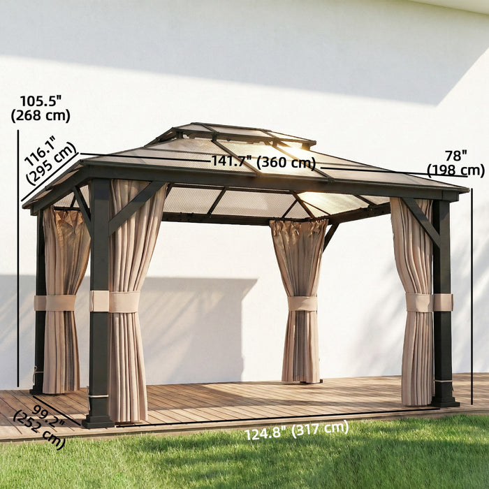 Outsunny 10' x 12' Hardtop Gazebo Canopy with Double Polycarbonate Roof