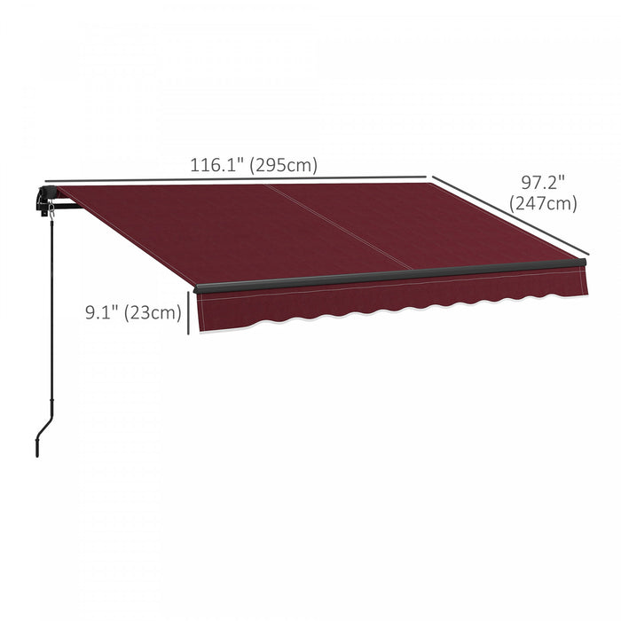 Outsunny 10' X 8' Patio Retractable Awning Sunshade Shelter, Wine Red
