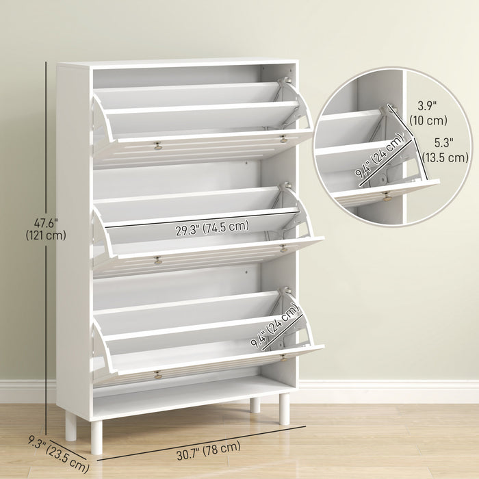 HOMCOM Shoe Storage Cabinet with Adjustable Shelves White