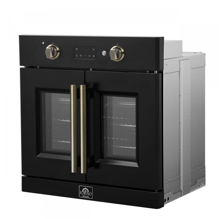 Forno Asti 30\" French Door Electric Wall Oven, Black, 3.68 cu. ft. - FBOEL1333-30BLK