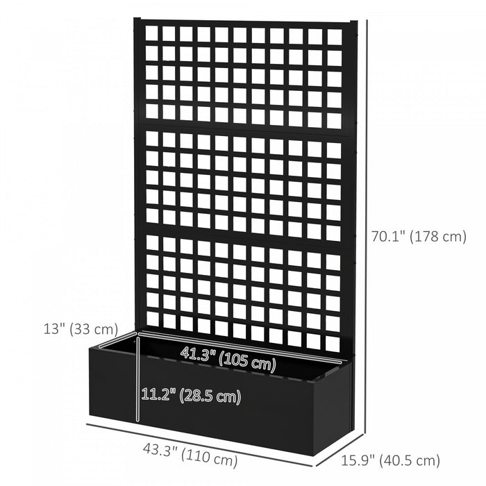 Outsunny Galvanized Planter Box with Trellis, 43\" x 16\" x 70\"