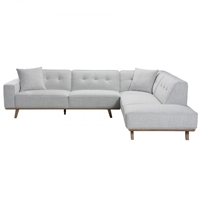 Sloane 2-Piece Linen-Look Fabric Sectional with Tufted Back and Tapered Wood Legs - Light Grey