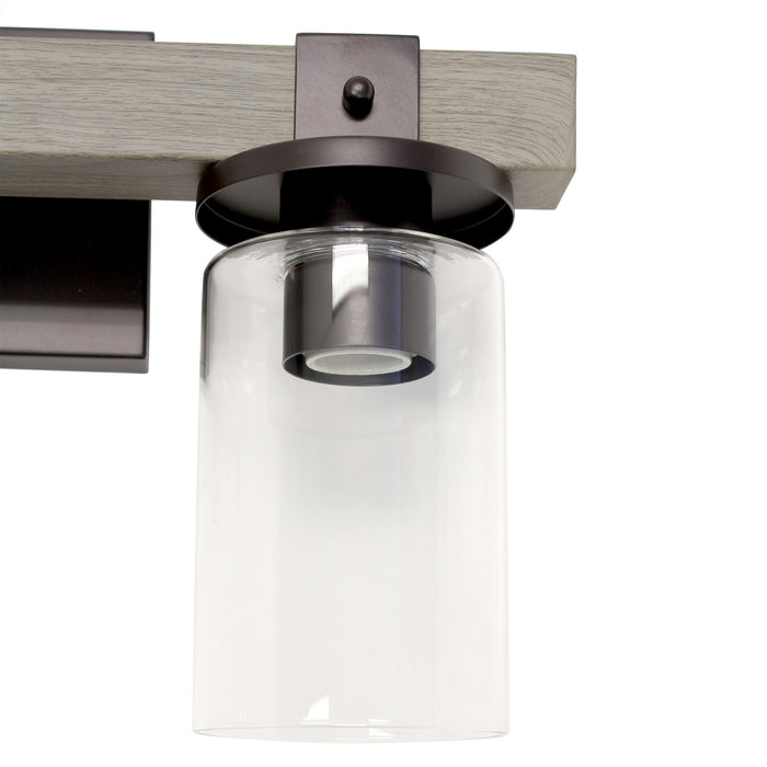 Arezzo 3 Light Vanity, Clear Glass, Gray, 22\"L Lamp
