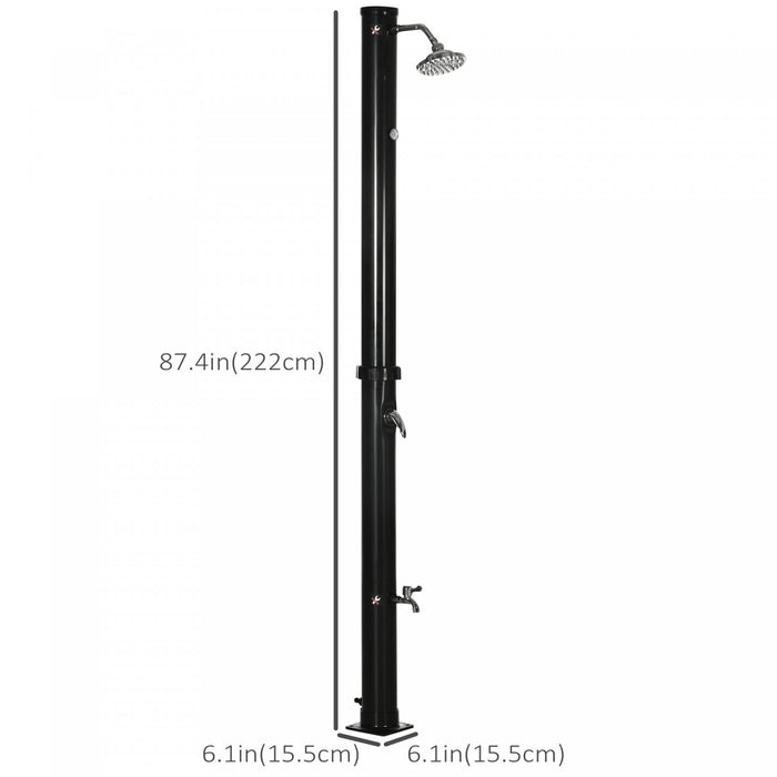 Outsunny 7.3ft 5.3 Gallon Solar Heated Shower W/ Foot Shower Temp Display