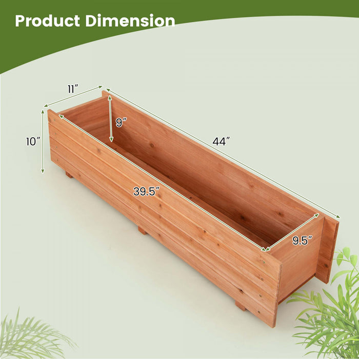 Costway Raised Garden Bed Wood Rectangular Planter Box With 2 Drainage Holes Outdoor