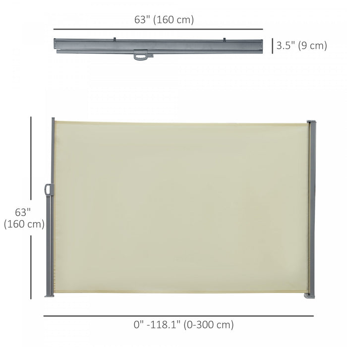 Outsunny Double Retractable Side Awning 236\" X 63\" Patio Screen Cream White