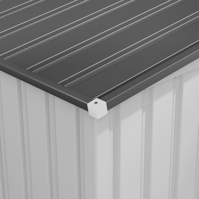 Outsunny 5 X 7ft Lean To Outdoor Storage Shed With Floor Foundation, Metal Garden Tool Storage House Organizer With Sliding Doors, Vents, Hooks, Adjustable Shelves For Backyard, Patio, Lawn, White