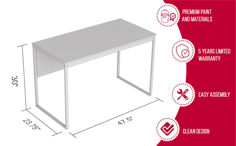 47” Computer Desk - Dark Taupe With Black Metal Base