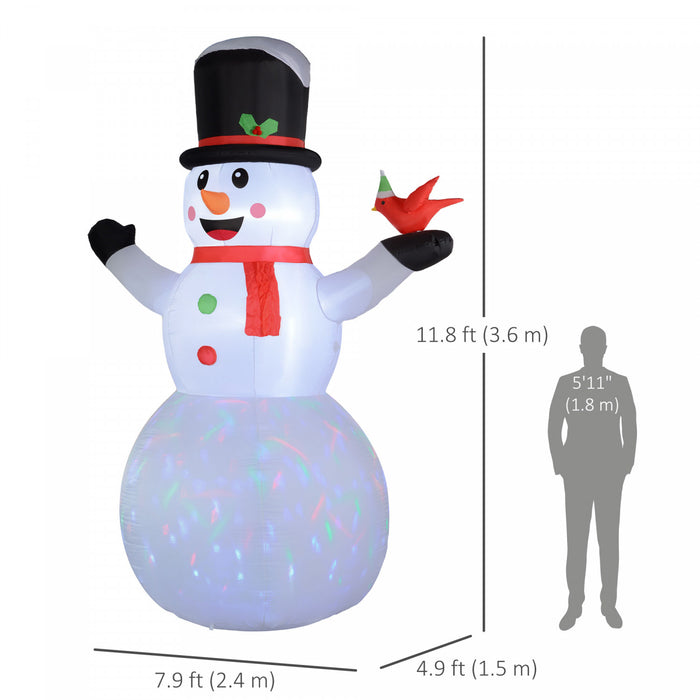 Outsunny 12' Christmas Inflatable Snowman with Rotating Colorful LED Light