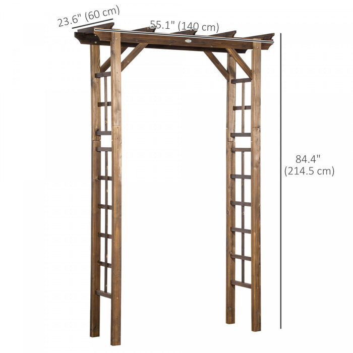 Outsunny 85\" Wooden Garden Arbour For Wedding And Ceremony, Outdoor Garden Arch Trellis For Climbing Vines, Carbonized