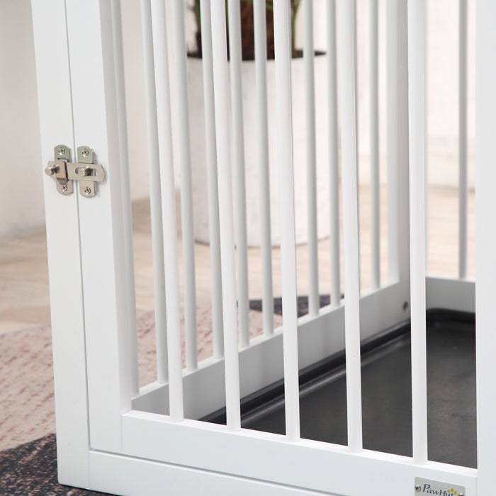 Pawhut Wooden Dog Crate Furniture, Puppy Kennel End Table, Decorative Pet House With Front Door, Safety Lock, For Small & Medium Sized Dog, White