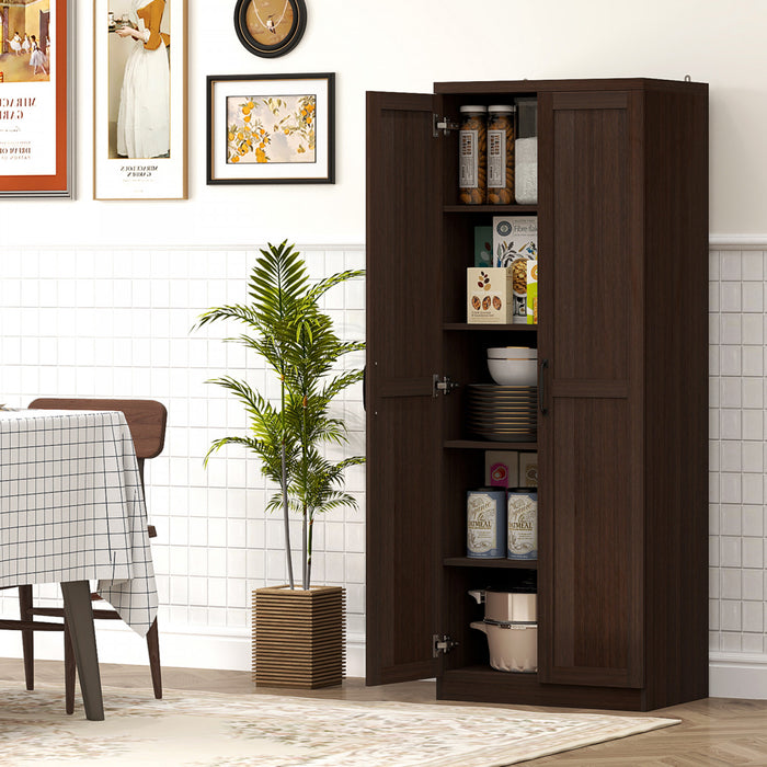 HOMCOM 63\" Pantry Cabinet, Kitchen Storage Cabinet with Adjustable Shelves