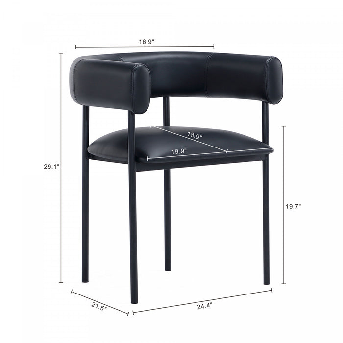 Onda Contemporary Vegan Leather Metal Dining Chair in Black