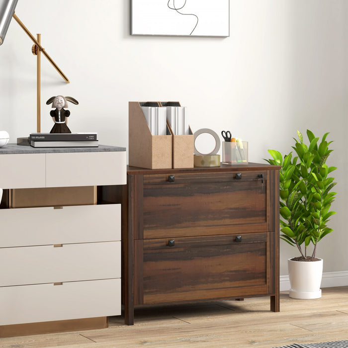 HOMCOM 2 Drawer Lateral File Cabinet for Letter, A4, Legal Size, Brown