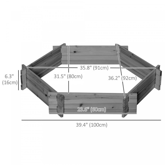 Outsunny 39\" X 36\" Screwless Raised Garden Bed, Hexagon Planter Box, Herb Garden For Vegetables, Flowers, Grey