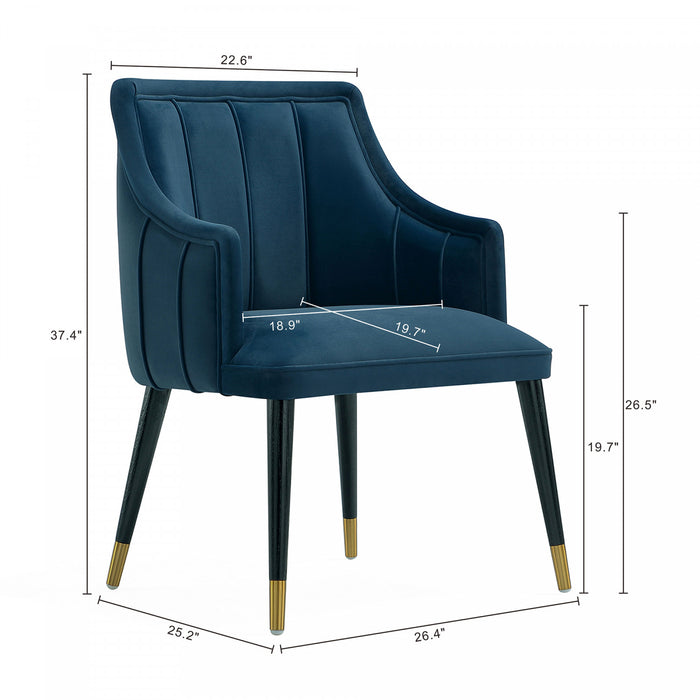 Eda Modern Wood Armchair in Midnight Blue Dining Chair
