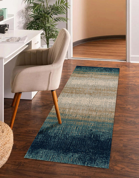 Sable Contemporary 2'2\" x 7'7\" Runner Rug in Blue Indoor Area Rug