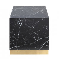 Aphrodite End Table, Black Faux Marble & Gold 