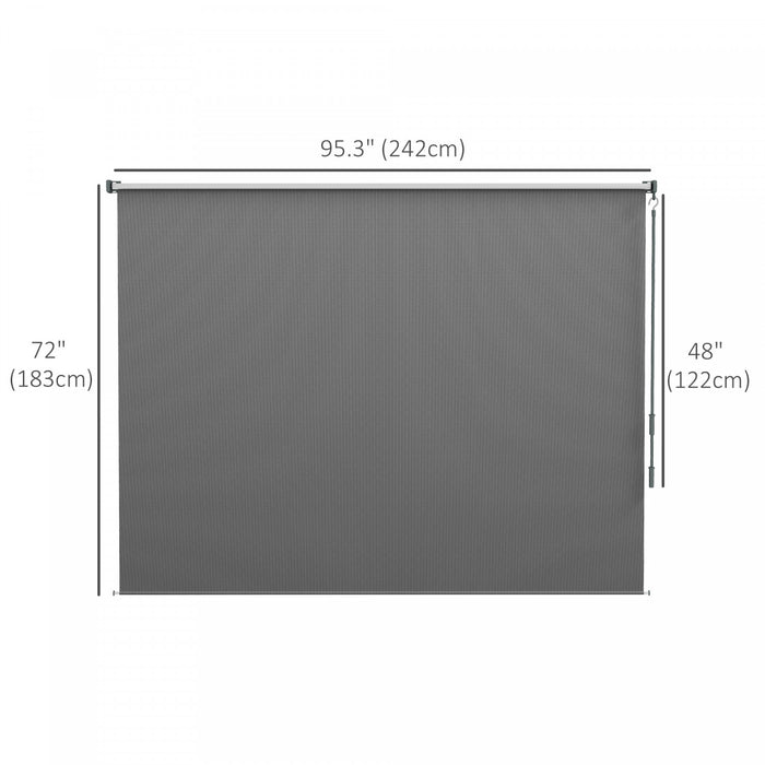 Outsunny Outdoor Roller Shade, 8' X 6' Patio Door Blinds, Light Grey