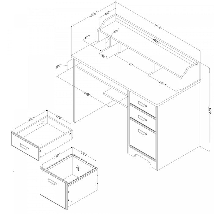 Versa Computer Office Desk With Hutch - Winter Oak 