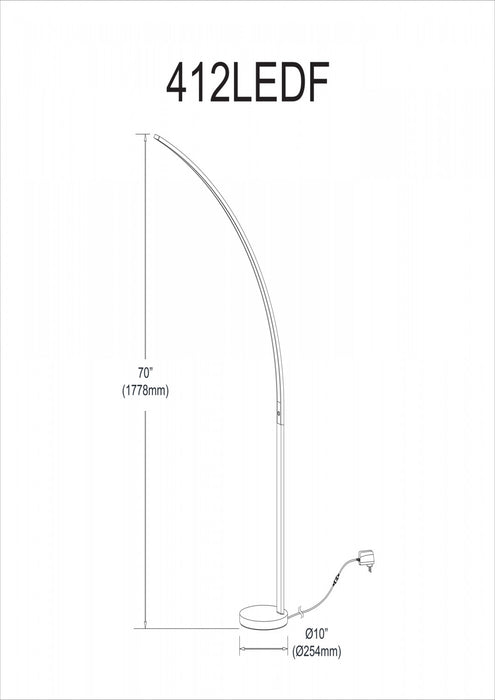 Dainolite Gentle Bend LED Floor Lamp 22w Polished Chrome Finish