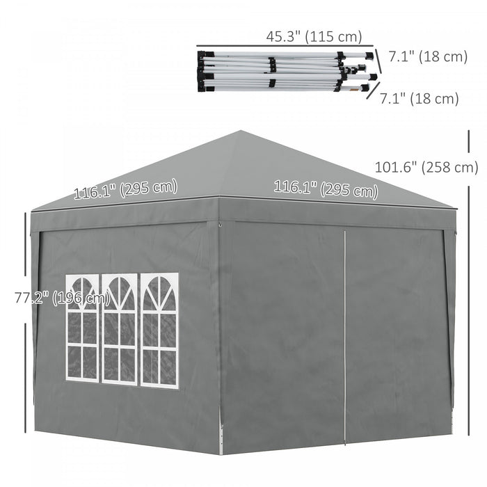 Outsunny 10'x10' Outdoor Pop Up Party Tent Gazebo Canopy With Carrying Bag (light Grey)