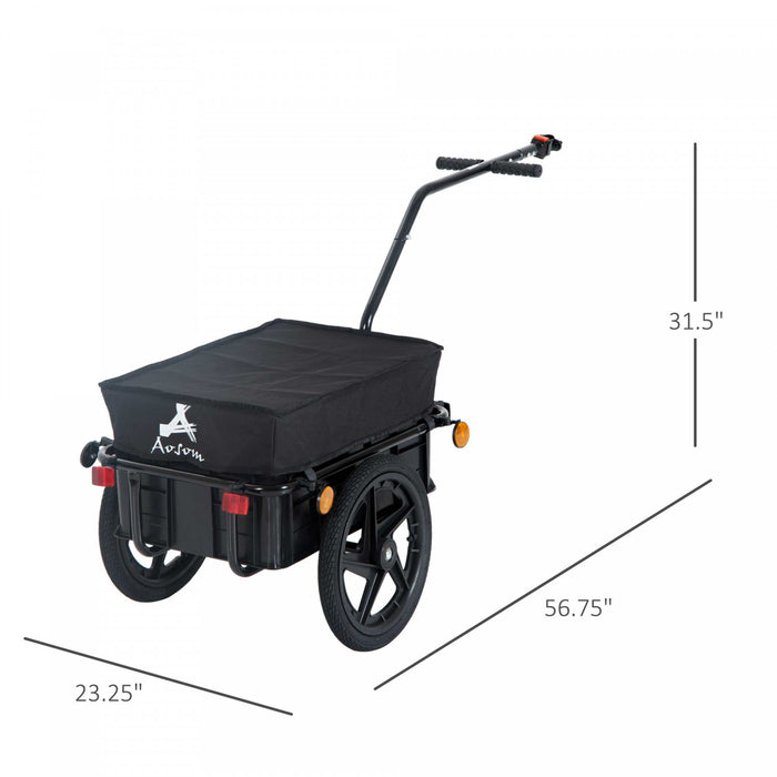 Aosom Multi-functional Bicycle Cargo Trailer Steel Large Bike Luggage Cart Carrier Black