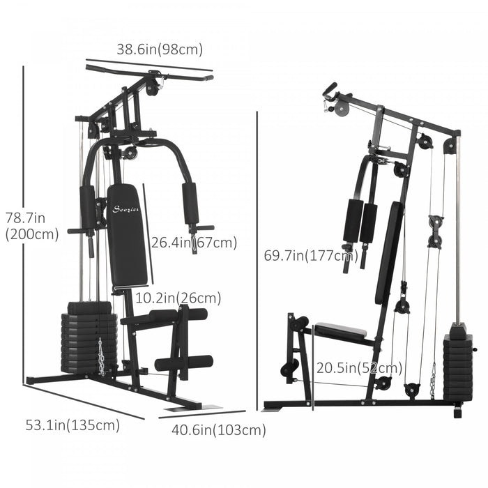 Soozier Home Gym Machine, Multifunction Gym Equipment With 99lbs Weight Stack For Back, Chest, Arm, Legs, And Full Body Workout