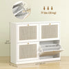HOMCOM Narrow Shoe Cabinet with 4 Flip Drawers for Entryway Hallway White