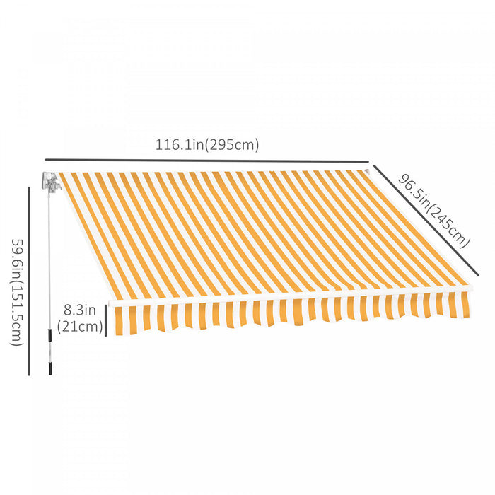 Outsunny 10' X 8' Manual Retractable Awning Shelter W/ Crank, Orange