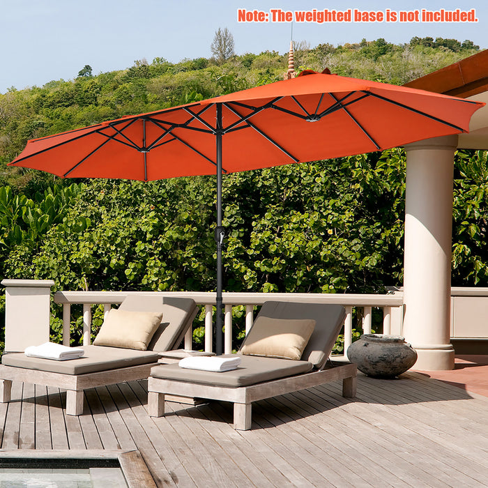 Costway 15FT Patio Double-Sided Umbrella Crank Outdoor Garden Market Sun Shade Orange