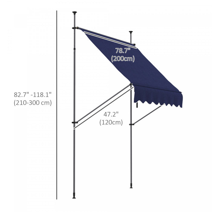 Outsunny 6.5' X 4' Retractable Awning, Freestanding & Non-screw, Blue