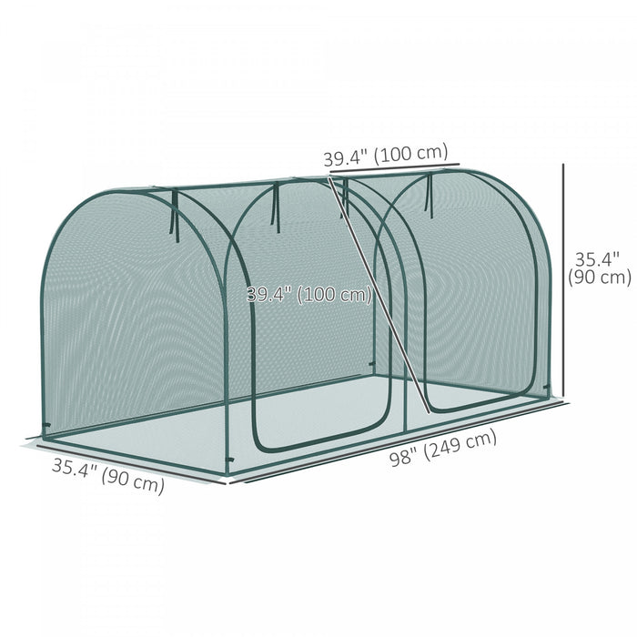 Outsunny 8 X 3ft Crop Cage With Two Zippered Doors Dark Green