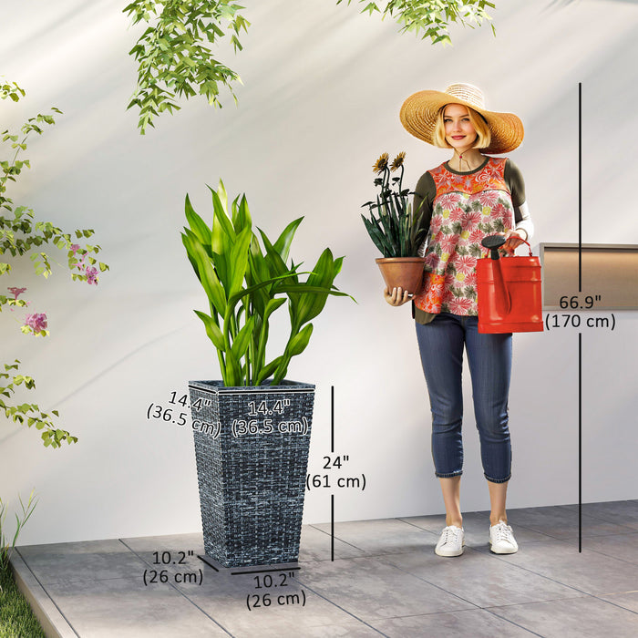 Outsunny Set of 3 Tall Planters, Indoor and Outdoor Flower Pot Set, Grey