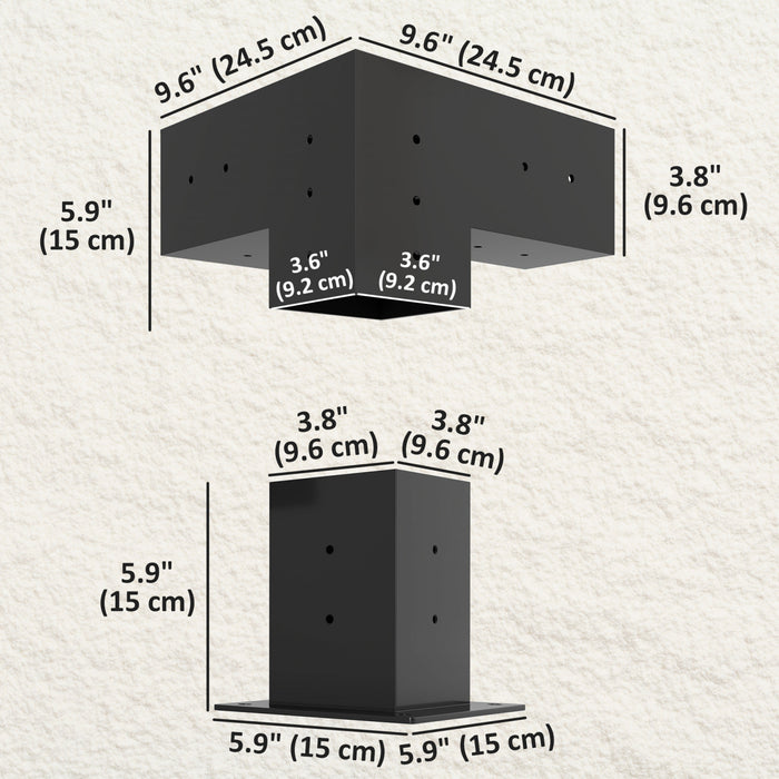 Outsunny 8PCS Pergola Kit Brackets for 4\"x4\" (Actual 3.6\"x3.6\") Lumber