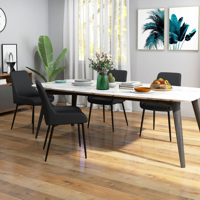 HOMCOM Dining Chairs Set of 4, PU Leather Kitchen Chairs with Steel Legs