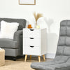 HOMCOM Nightstand, Bedside Table with 3 Drawers, Wood Legs, White