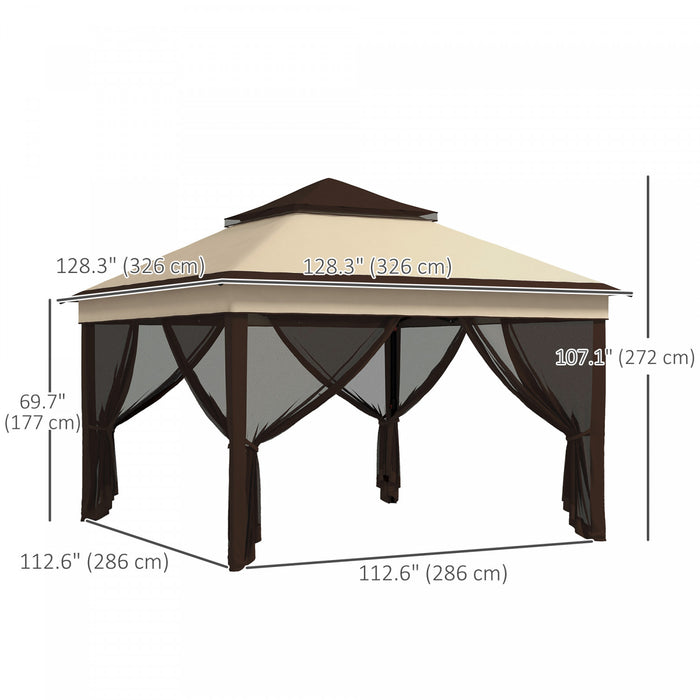 Outsunny 10.7 X10.7 Ft Pop Up Sun Shelter With Uv30+ Roof Cover, Beige