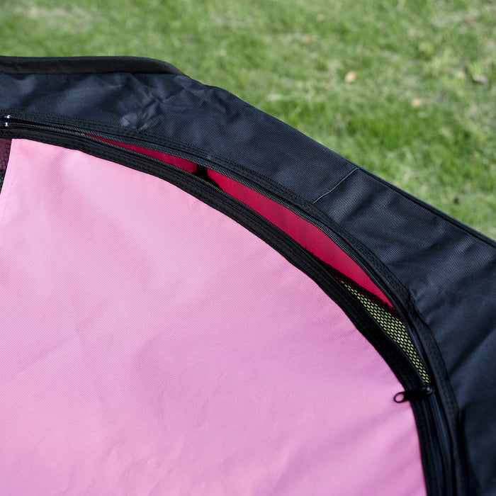 Pawhut 49.2\" Folding Soft Pet Playpen Tent Kennel Puppy Cat Dog Exercise Crate With Carry Bag Pink And Black