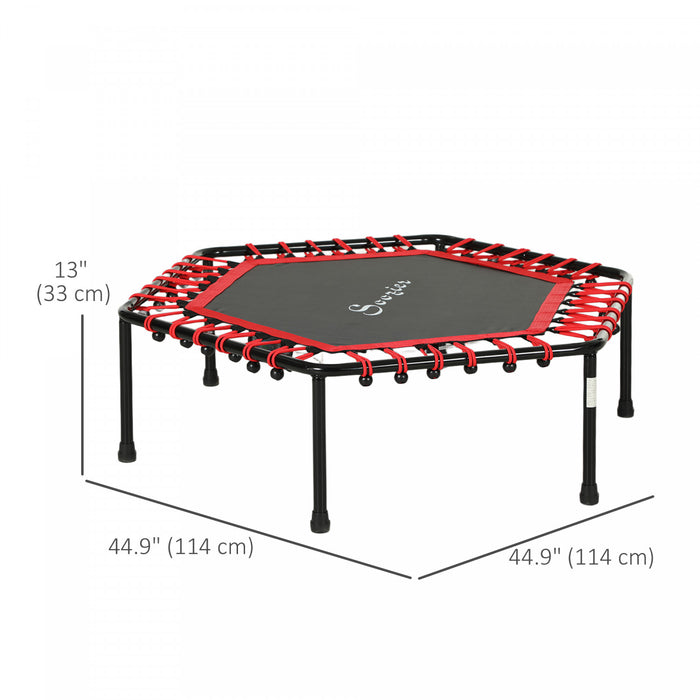 Soozier 45\" Rebounder Trampoline for Adult, Quiet and Safe Bungee Rebounder Mini Trampoline Indoor with Remote Control and Colorful LED Lights, Red