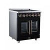Forno Massimo 30 Inch French Door Electric range, 5 radiant burners, 4.32 cu.ft., Black - FFSEL6955-30BLK Electric Range | Cuisiniere electrique Massimo de 30 po a portes francaises, 5 foyers, 4,32 pi³, noir – FFSEL6955-30BLK