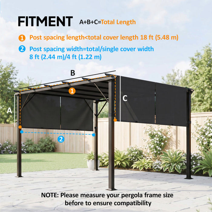 Outsunny 2 Pcs 16 x 4ft Pergola Shade, UV Protection Pergola Canopy, Black