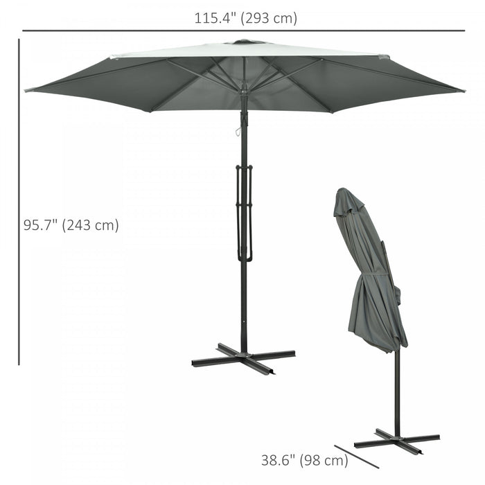 Outsunny 10' Cantilever Patio Umbrella Offset Parasol With Base, Dark Grey